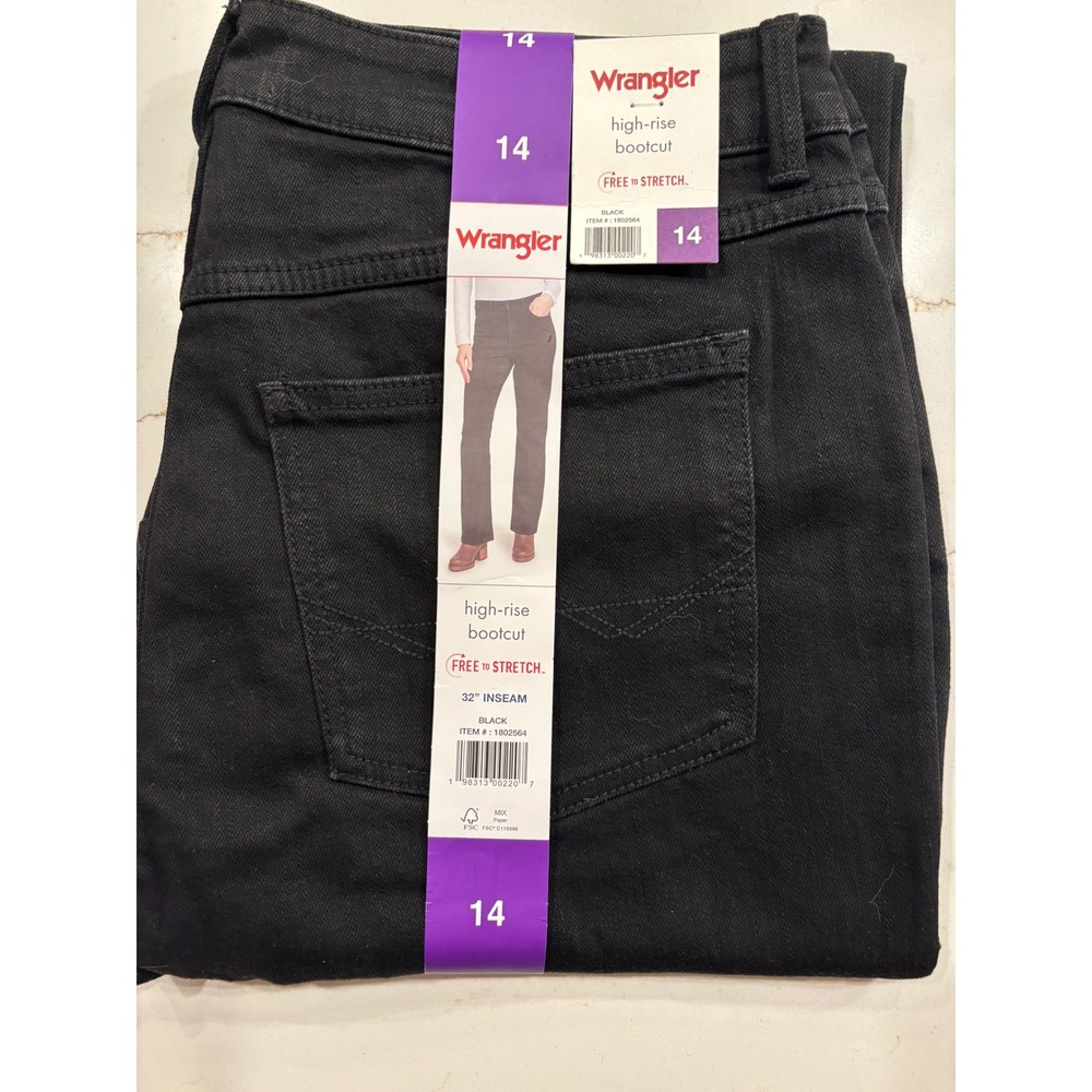NWT Wrangler 14 High-Rise Bootcut Jeans Womens Black western